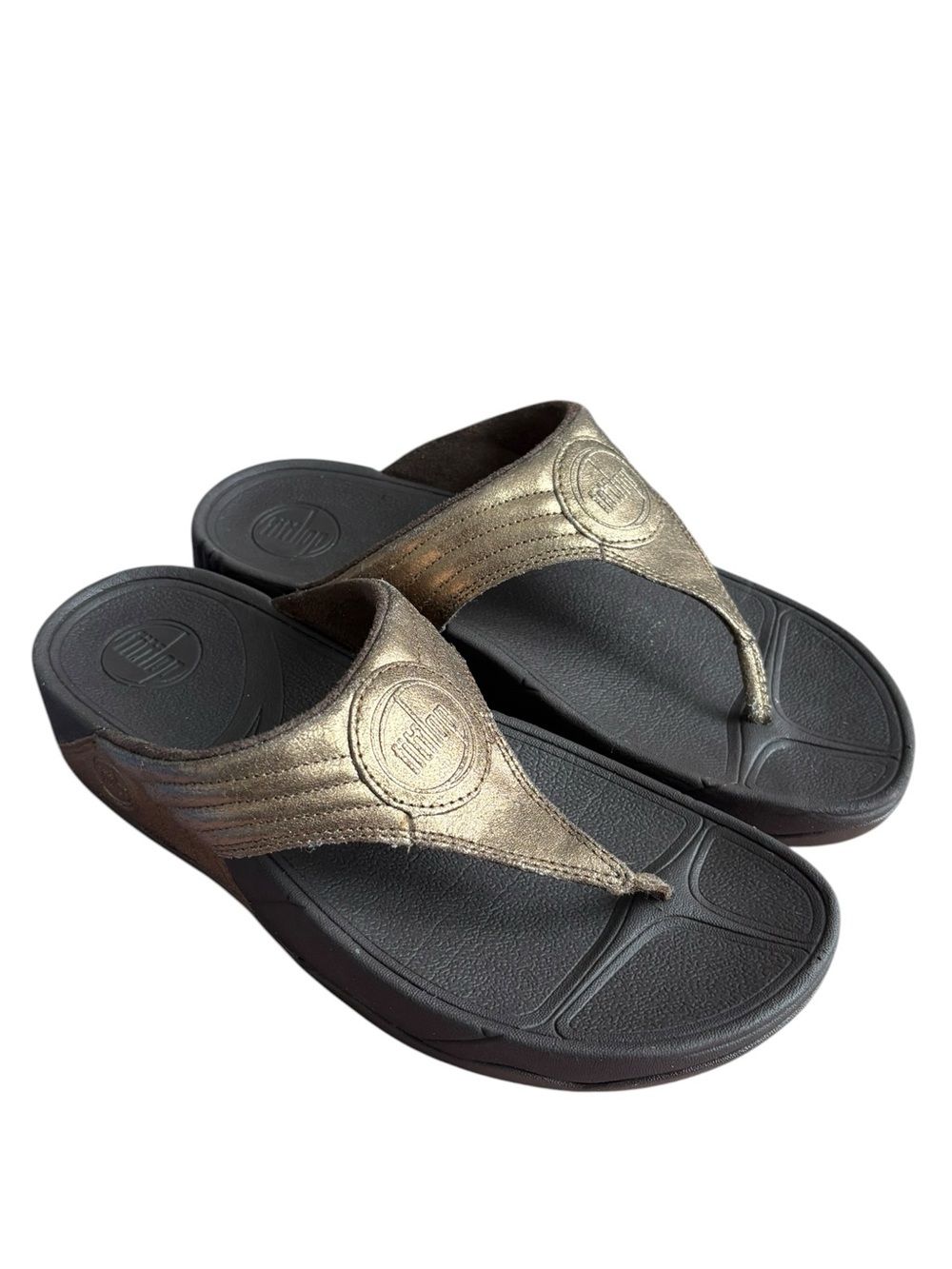 FitFlop Walkstar Women's Brown Metallic Sandals Thong Flip Flops 028-012 size 9.